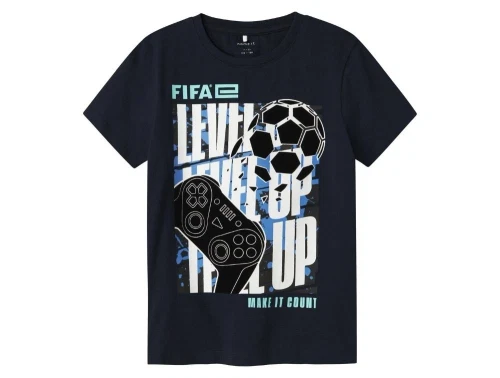 Mørkeblå T-Shirt med FIFA-print foran fra Name It 13243274 navy blazer